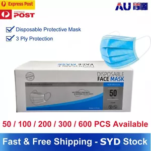 50-600PCS Face Mask Disposable Protective 3 Ply Masks General Daily Use AU-stock - Picture 1 of 8