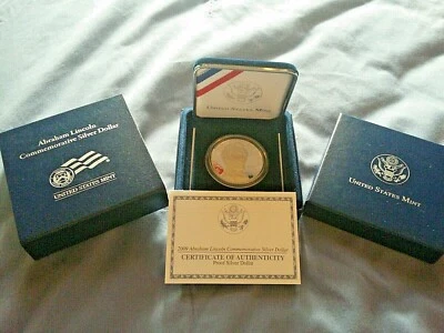 2009 ABRAHAM LINCOLN COMMEMORATIVE PF SILVER DOLLAR SETS "CASE-BOX-SLEEVE-COA" - Image 1 of 4