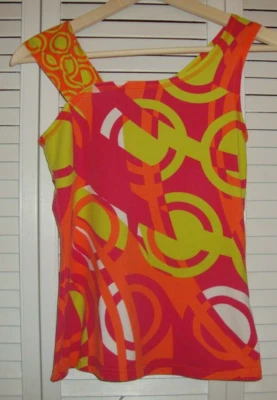 Camiseta sin mangas Title Nine rosa naranja amarillo geométrica XS X pequeña Foto 1 de 4