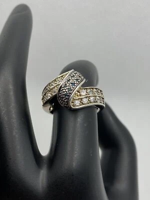 Nice Vintage Sterling Silver 925 Blue & Clear Cubic Zirconia Ring Size 7. - Изображение 1 из 4