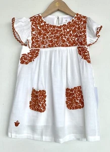 J Marie embroidered Gudalupe Dress 5T Retail $92 Price $56 Linen Mix White Red - Picture 1 of 7