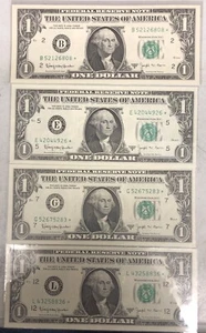 1963B $1.00 Barr Star Note Uncirculated District Set 4 Notes - Picture 1 of 10
