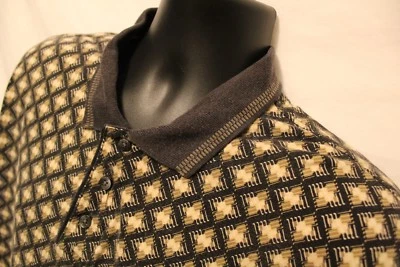 Trader Bay Men's S/S Polo Rugby Blue & Beige Geometric Shirt Sz L 100% Cotton - Image 1 of 3