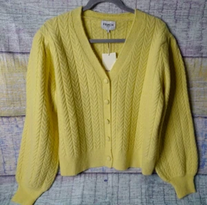 FRNCH Paris Yellow Liliana Cardigan Sweater Gilet, Size Large - Picture 1 of 22