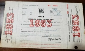 1953 Ontario Deer Hunting License + 2tags Lands & Forests Game Fisheries L&F MNR - Picture 1 of 4