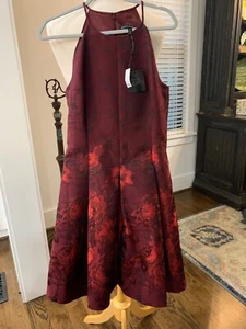 White House Black Market A-Line Taffeta Formal Red Floral Sz. 10 - NWT - Picture 1 of 9