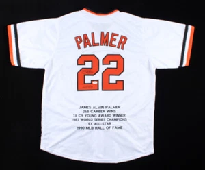 Jim Palmer Signed Career Stat Baltimore Orioles Jersey Inscr. "HOF 90" (JSA COA) - Picture 1 of 6