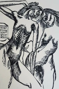 ERNST FUCHS Original LINOLSCHNITT handsigniert E.A.von 1946 nur 60 num. Ex. - Bild 1 von 7