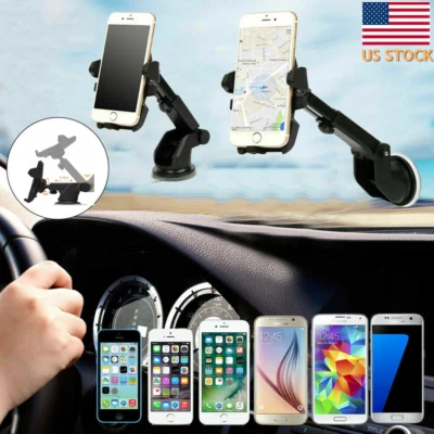 2 PC Extendable 360° Car Windshield Suction Mount Holder Bracket  For Cell Phone - Image 1 of 4