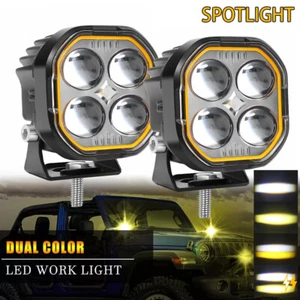 2x 2Inch 80W LED Cube Pods Amber Off Road Driving Lights Spot Work Light Bar Fog - Picture 1 of 9