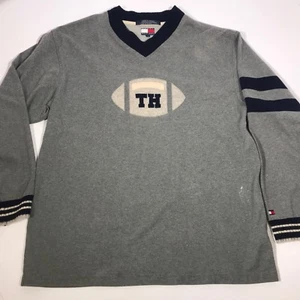 Vintage Tommy Hilfiger Men's Large Long Sleeve Football Logo Stripe Shirt [EH03] - Picture 1 of 12
