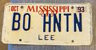 Mississippi VANITY License Plate BOW HUNTING (BO HNTN)