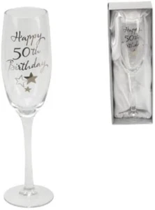 Personalisierte Happy 50th Birthday Sektglas Flöte G31850 Gravur Nachricht - Bild 1 von 1