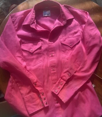 Camisa Miller Western Rosa Vintage Perl Broches de presión 15 1/2x33 Foto 1 de 4
