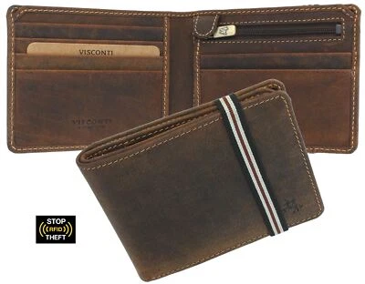 Visconti Leather Wallet with Elastic Closure RFID Blocking and Tap and Go BN3