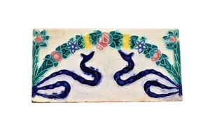 Antique Tile Ceramic Art Nouveau Artworks Garland Design Wankaner Pottery Indi"5 - Picture 1 of 3