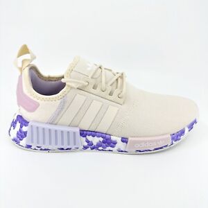 Adidas Originals NMD R1 Wonder White Beige Purple Womens Gym Shoes GW5694