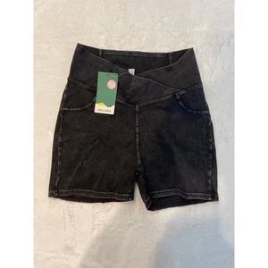 HALARA Flex™ High Waisted Crossover Shorts 3" Medium Hemp Rope Black Denim NEW - Picture 1 of 7