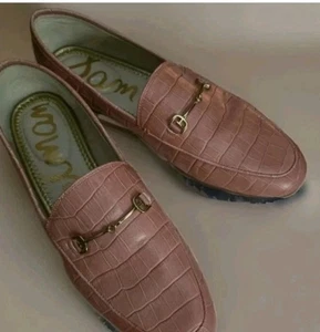 Sam Edelman Women's LORAINE Crocodile Embossed Leather shoes Loafers Coral Sz 10 - Picture 1 of 6