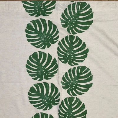 Shower Curtain Printed Palm Leaves Beige Natural Cotton/Linen Threshold India - Image 1 of 4