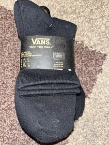 Nuevo paquete de 3 calcetines clásicos de media tripulación de Vans para hombre talla 9,5-13 negros - Imagen 1 de 2