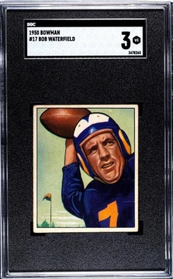 ~BOB WATERFIELD 1950 Bowman #17 RAMS:SGC 3.0 VERY GOOD BEAUTY~ - Image 1 of 4