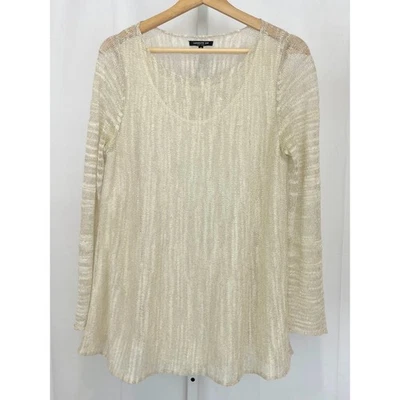 Top LAFAYETTE 148 Mezcla de Lino Metálico Brillo Tejido Forrado Transparente Crema Dorado M Foto 1 de 4