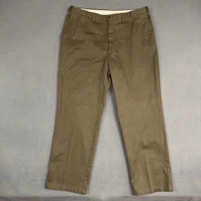 Брюки хаки Haggar мужские 40x32 (подходит 38x30) зеленые коричневые прямой покрой 100% хлопок - Изображение 1 из 4