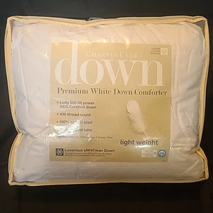 Charter Club Premium White Down Comforter Full / Queen Light Weight New - Picture 1 of 6