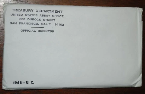 1968 U.S. MINT SET. ISSUED BY US MINT. Envelope Sealed / Unopened Cover