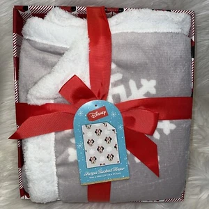 Disney Minnie Mouse Snowflakes Christmas Sherpa Backed Throw 46x60 Gift Box New - Picture 1 of 4