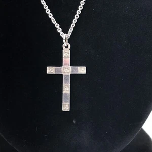 Vintage Sterling Silver 925 Cross Pendant Necklace Flowers Floral Spring Ring - Picture 1 of 10