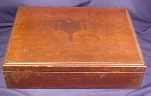 Caja de madera vintage La Pinata Canoga Granja Encino California Redwood tapa con bisagras - Imagen 1 de 9