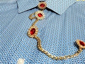 Men's Crystal Chains Button Stud Pin For Isiagu Top Shirt & Dashiki .More Colors - Picture 1 of 14
