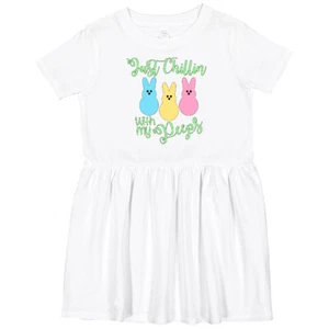 Inktastic Funny Easter Just Chillin' With My Peeps Toddler Dress Boodlebug Candy - Picture 1 of 7