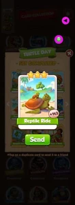 Turtle Day Coin Master "REPTILE RIDE " Card ACTION! 2 pcs 58 Penny - Picture 1 of 1