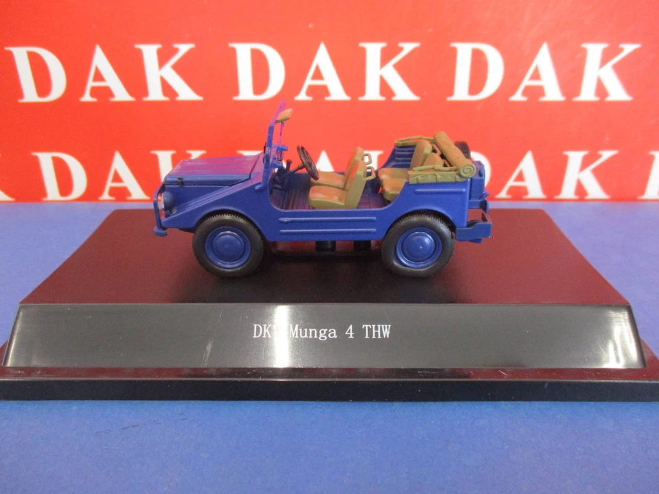 Die cast 1/43 Modellino Auto Jeep DKW Munga 4 THW aperta blu by Starline - Immagine 1 di 4