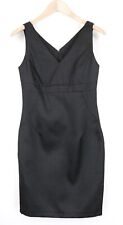 STEFANEL Women Dress EU34 Black Sleeveless V-Neck Textured Bodycon Short Classic