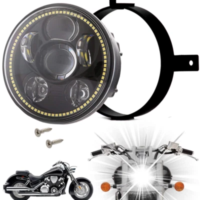 Eagle Lights Honda VTX 1800 1300 Black Projection LED Headlight w/ Halo Ring - Image 1 of 4