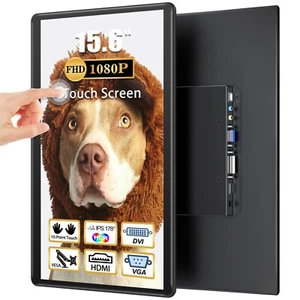 CUIUIC 15,6’’ Touchscreen Monitor 1080P IPS HDMI VGA DVI HDR VESA Lautsprecher - Bild 1 von 10