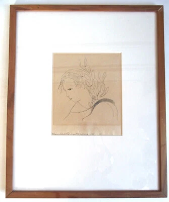 MARIE LAURENCIN 1950 Orig POEMAS De SAPHO Gravura MULHER Retrato França Assinado - Imagem 1 de 4