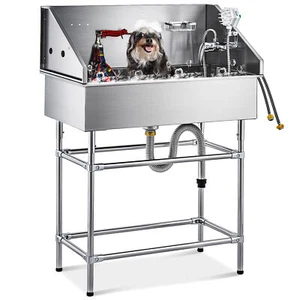 CO-Z 34" 860CM Pet Dog Cat Grooming Bath Tub Wash Station Stainless Steel Shower - Picture 1 of 9