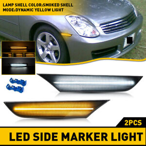 Smoked LED Bumper Side Marker Lights For 2003-2006 Infiniti G35 Base X Sedan 4DR