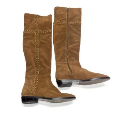 Michael Kors Caramel Brown Malin Grommet Boots Sz 9.5 Over the Knee Suede - Image 1 of 4