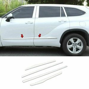 For Toyota Highlander 2020 2021 2022 Chrome Steel Side Body Guard Molding Strips - Picture 1 of 5