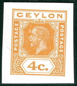 CEYLON KGV Stamp 4c Orange PROOF/COLOUR TRIAL Key Plate Stationery Die YOW28 - Picture 1 of 6