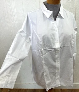 CJ BANKS white button down Dress Shirt Size 3X long sleeve NEW (hh76) - Picture 1 of 13