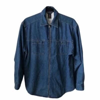 Shaver Lake Blue Zip Front Denim Shirt Jacket Small - Image 1 of 4