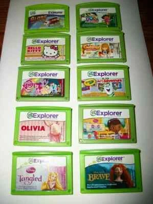 HUGE LOT OF 10 LEAP FROG LEAPSTER EXPLORER LEARNING GAMES DISNEY MATH & READING - Image 1 of 4