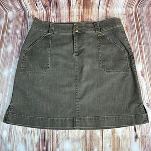 Kuhl STIRR ADVENTURE Size 12 Olive Green Knee Length Jean Denim Skirt 33x18.5 - Picture 1 of 10